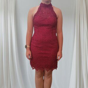 Ruby red Alyce formal mini dress